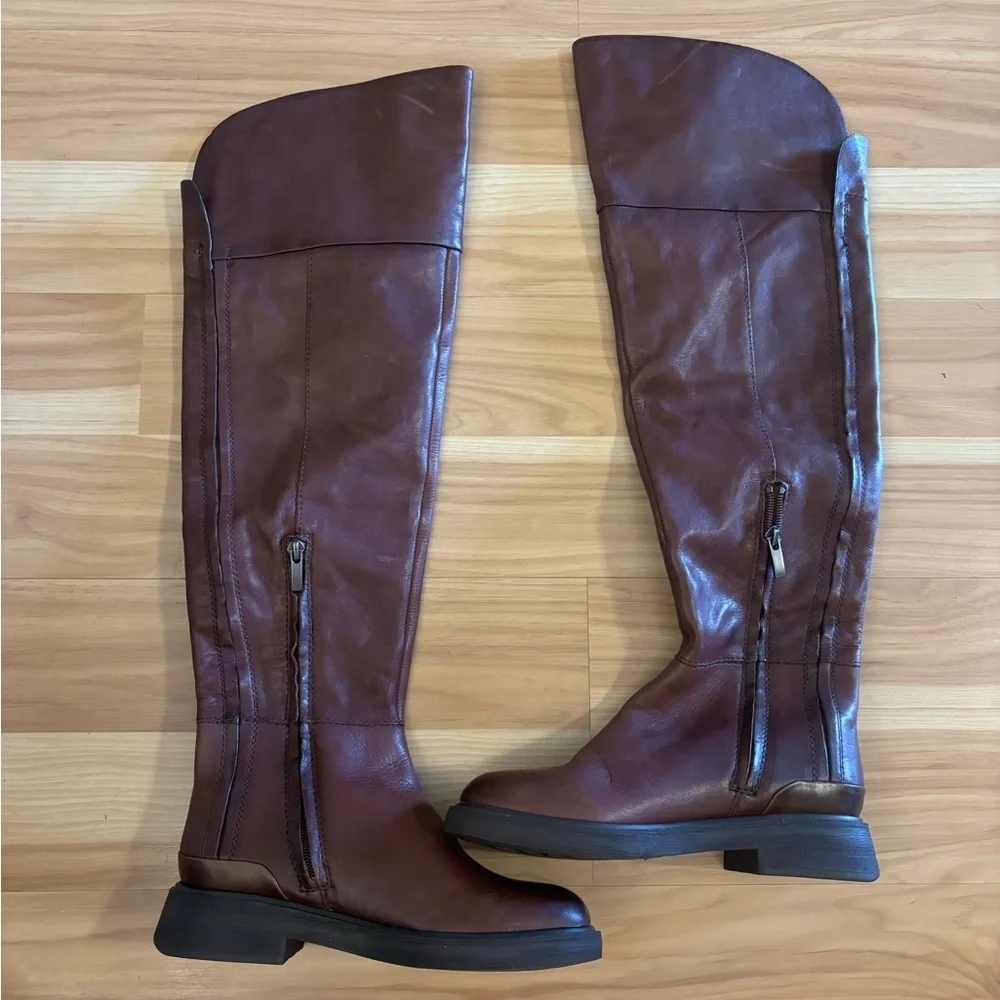 Franco Sarto Womens Battina Leather Wide Calf Knee-High Boots Size 6 New
